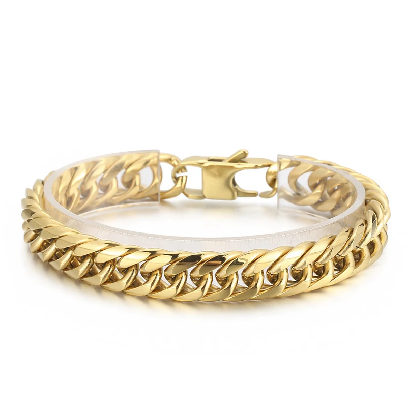 Fashion stainless steel custom bracelets 11MM gold dallas cowboy mens cuban link bracelet