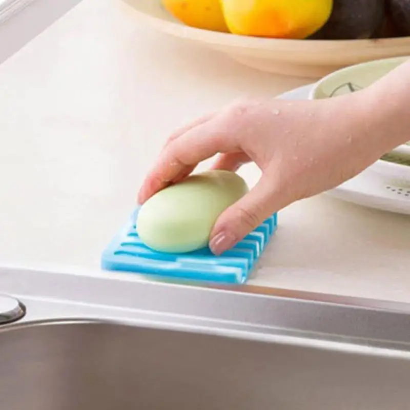 Kitchen Sponge Holder Rubber Soap Tray Silicone Dish Travel Soap Holder Case Box