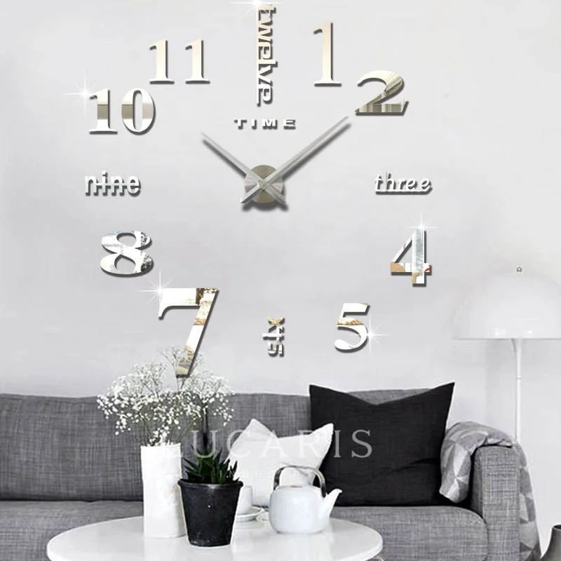 3D DIY Frameless Wall Clock Home Decorative Clock Sticker for Living Room Bedroom Office Wall Clocks