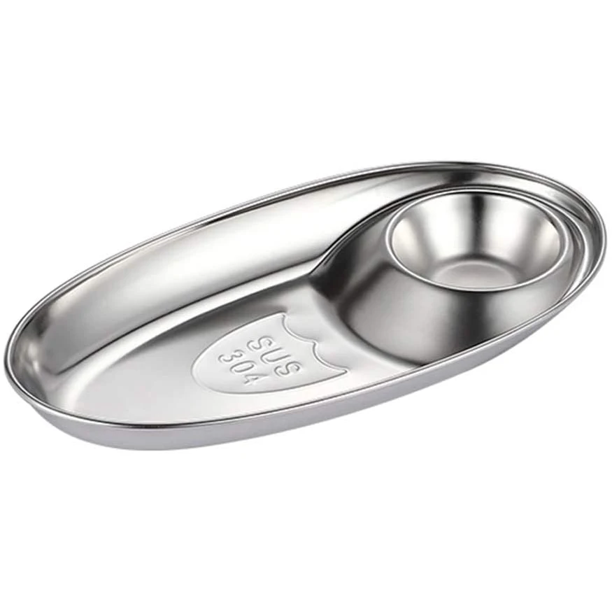 Metal Snack Dessert Plate Appetizer Tray Stainless Steel Chip Serving Dish