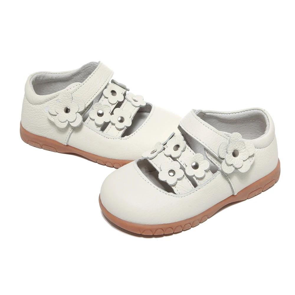 Leather Toddler baby girls kids princess shoes flower single casual ballet flat shoes