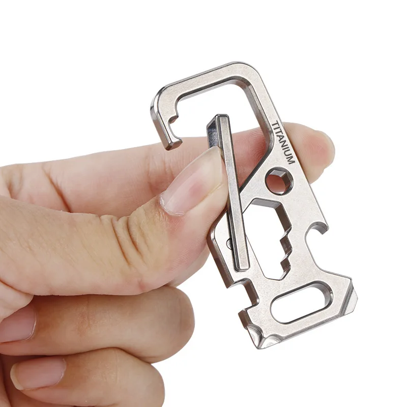 Multi-Tool Titanium Clip Hook Screwdriver Bottle Opener Keychain