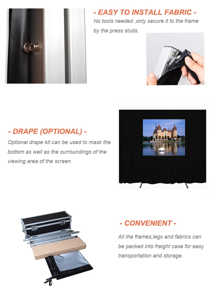 180Inch Fast foldable projection screen/Easy fold screen front and back projector screen