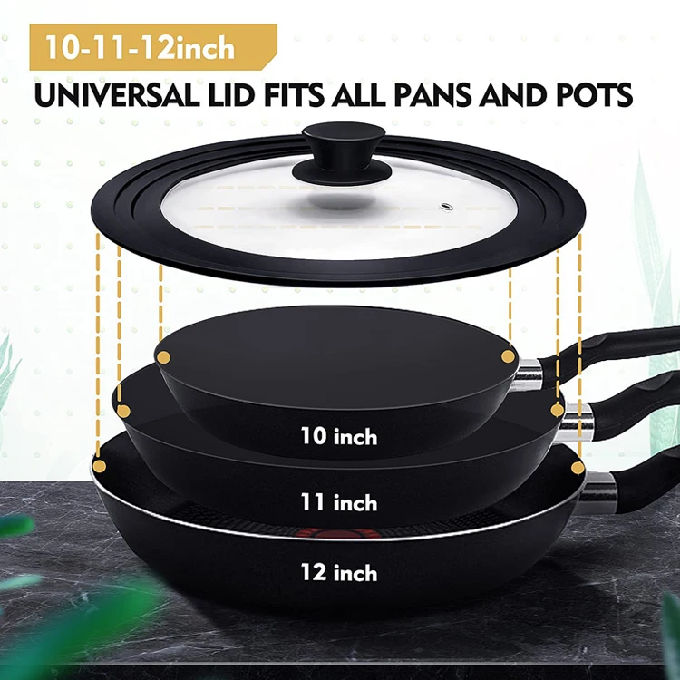Custom Size 24/26/28cm Multi-Sized Universal Silicone Glass Lid Covers For Pots And Pans