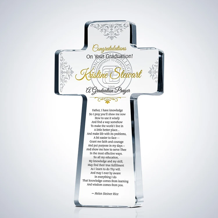christian gift Crystal cross standing for Religious decoration