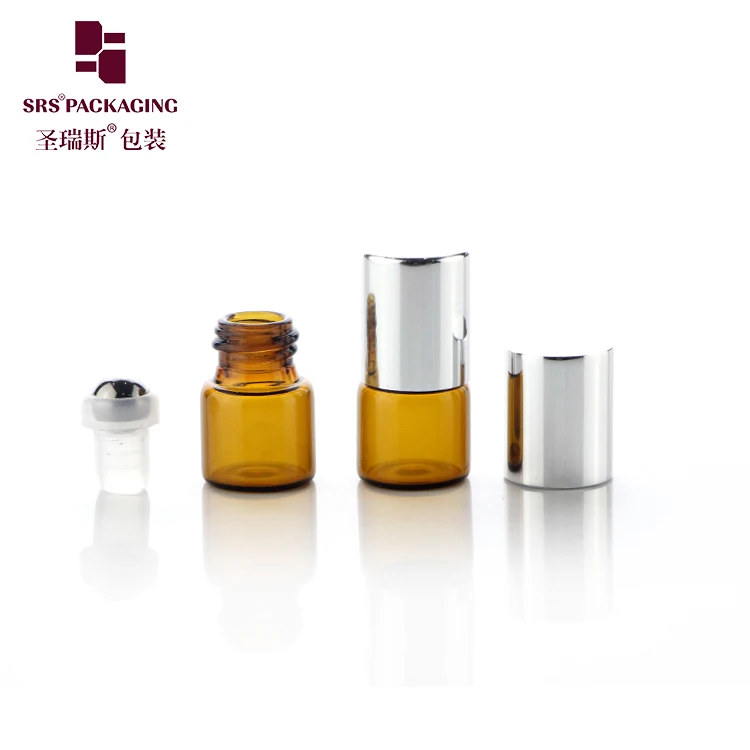 BLP15-1ML 2ML 3ML 5ML Empty Mini Size Glass Vial Container with Thread Matching Screw Metal Silver/Gold Cap with Metal Ball