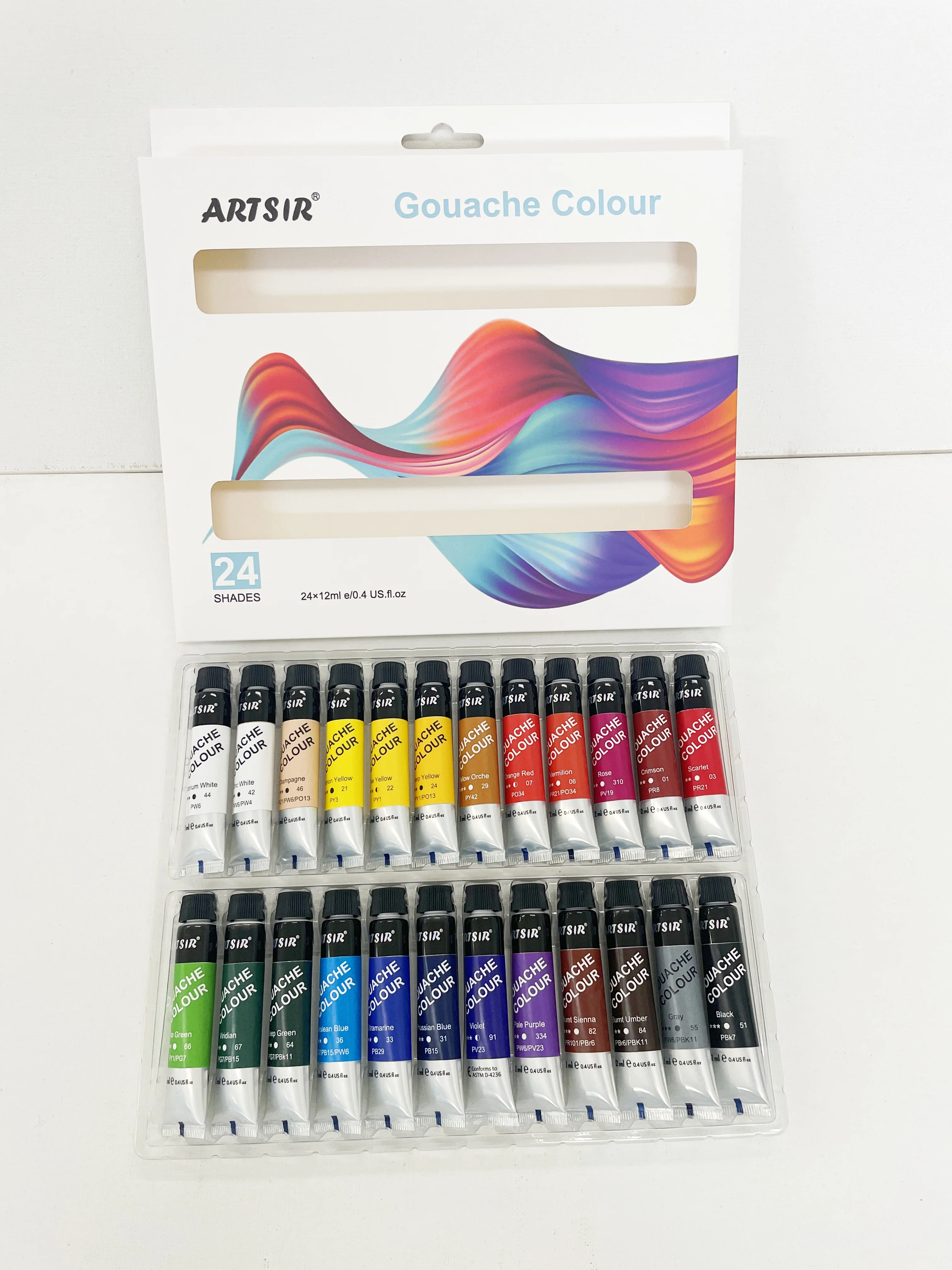 OEM Non Toxic Basic 24 Colors Gouache Paint Set Professional For Paper For Student
