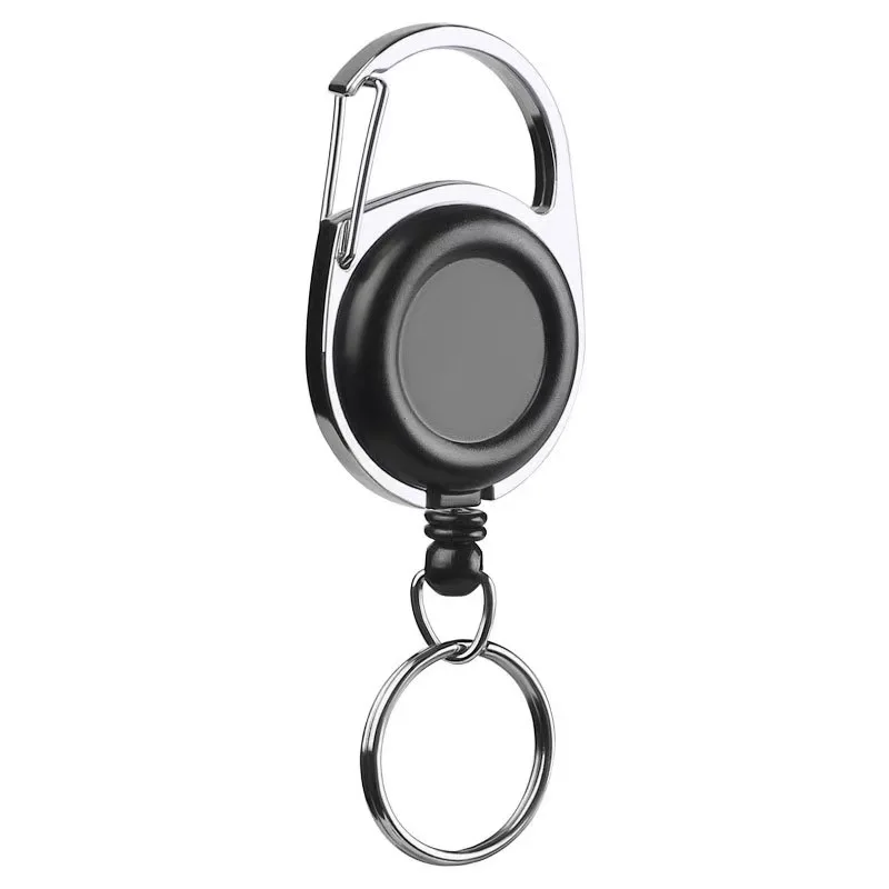In Stock Retractable Badge Holder Carabiner Reel Clip Key Ring Retractable ID Card Holder Keychain For outdoor travelling