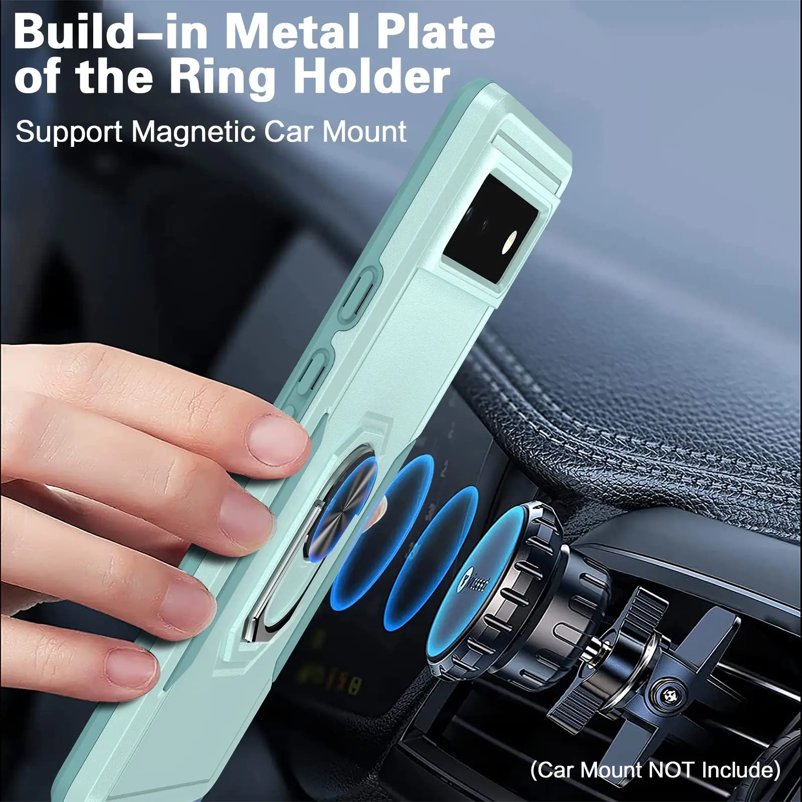 Green Color Shockproof Dual Layer Kickstand Phone Case Cover for Google Pixel 6 7 Pro