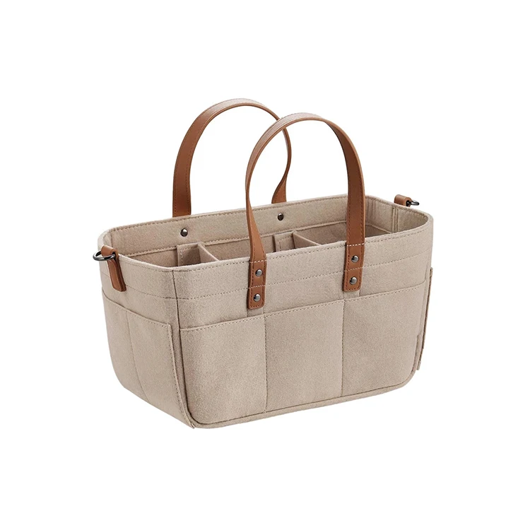 OEM Factory Baby Diaper Tote Storage Bag Sac A Main Multi grid Felt Nappy Caddy Baby Bottles Storage Box Carry Hanging Baskets