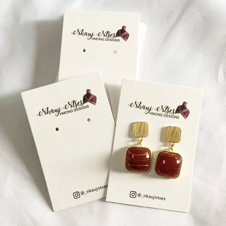 Customized Paper Jewelry Display Card Necklace Earrings Cards With Logo Earring Holder Card Custom