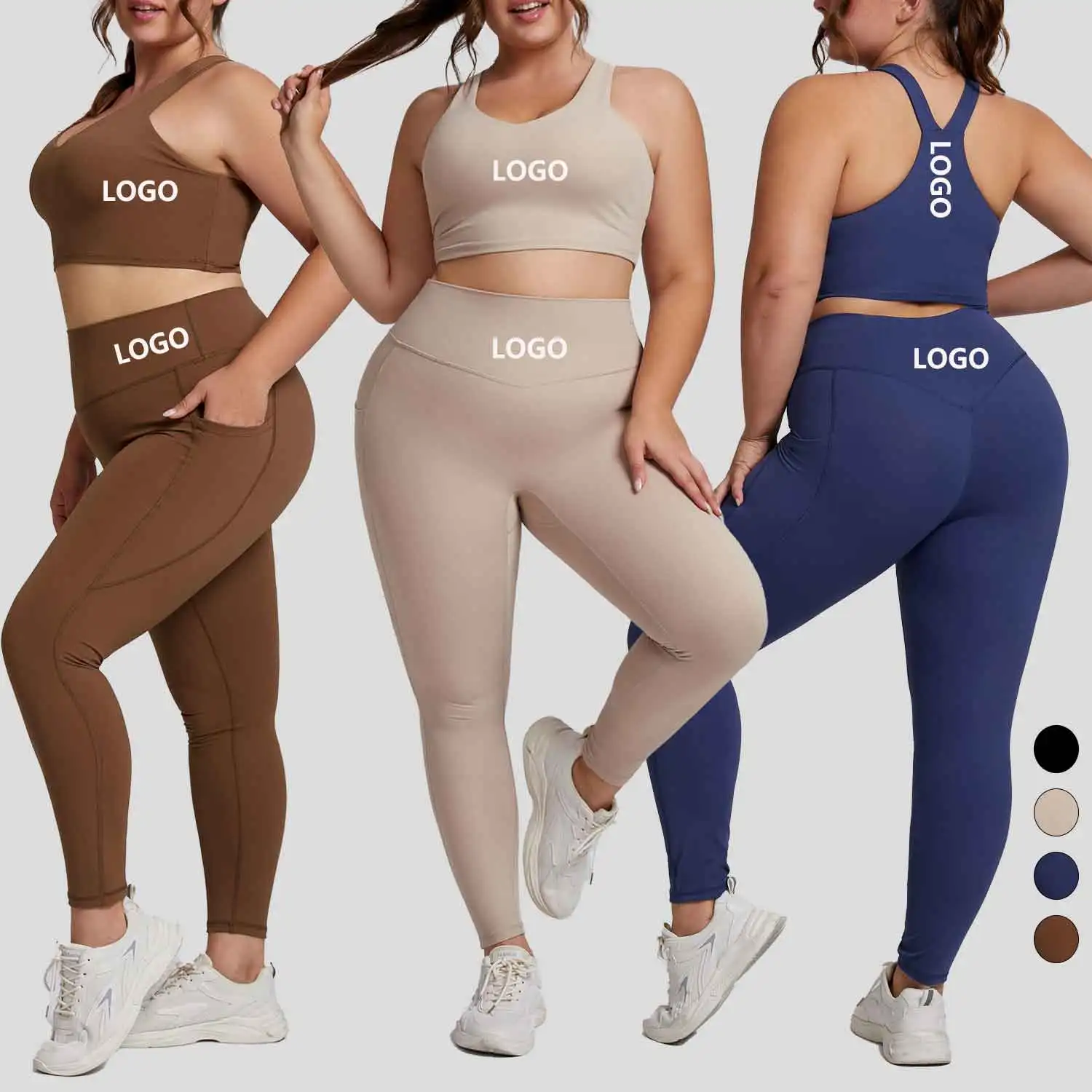 Womens Clothing Sportswear Gym Fitness Sets Plus Size 3XL Custom Logo Push Up Bra High Elastic Seamless Yoga Leggings Sets