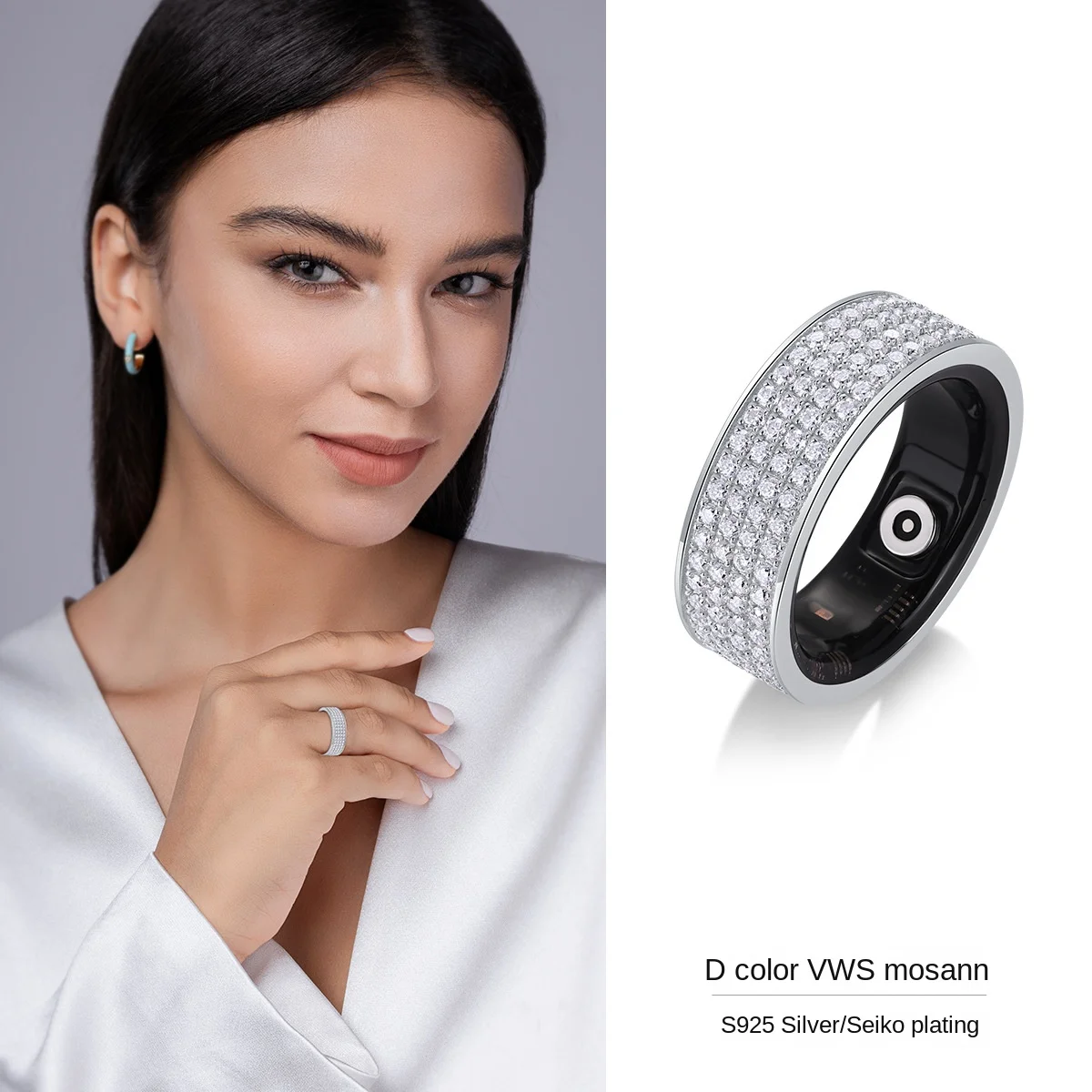 Vvs Moissanite ювелирные изделия S925 серебро смарт-кольцо с Bluetooth мониторинг сердечного ритма крови кислород здоровый сон водонепроницаемый