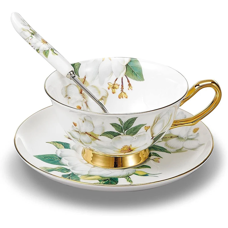 Костяные китайские чайные чашки с блюдцем и ложкой, кофейная чашка, фарфоровые чашки