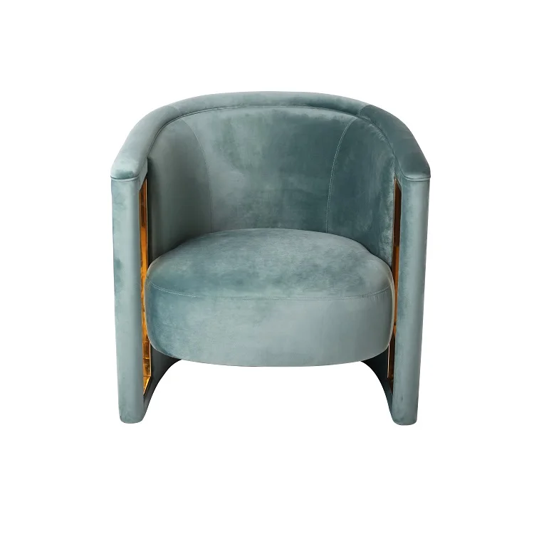 Modern luxury leisure chair stainless steel titanium gold fabric soft bag leisure chair