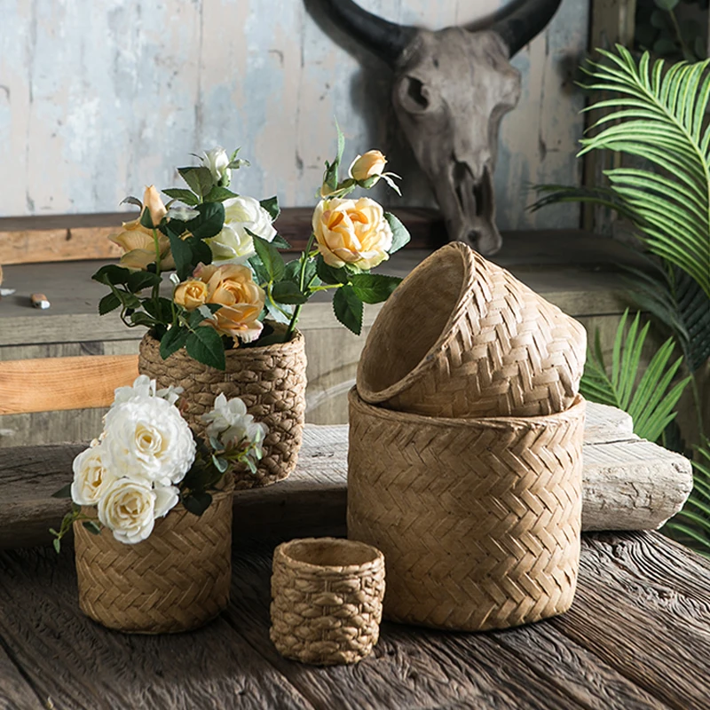 Country Rustic style home balcony decorative succulent pots custom design garden outdoor cement vintage concrete flower pot