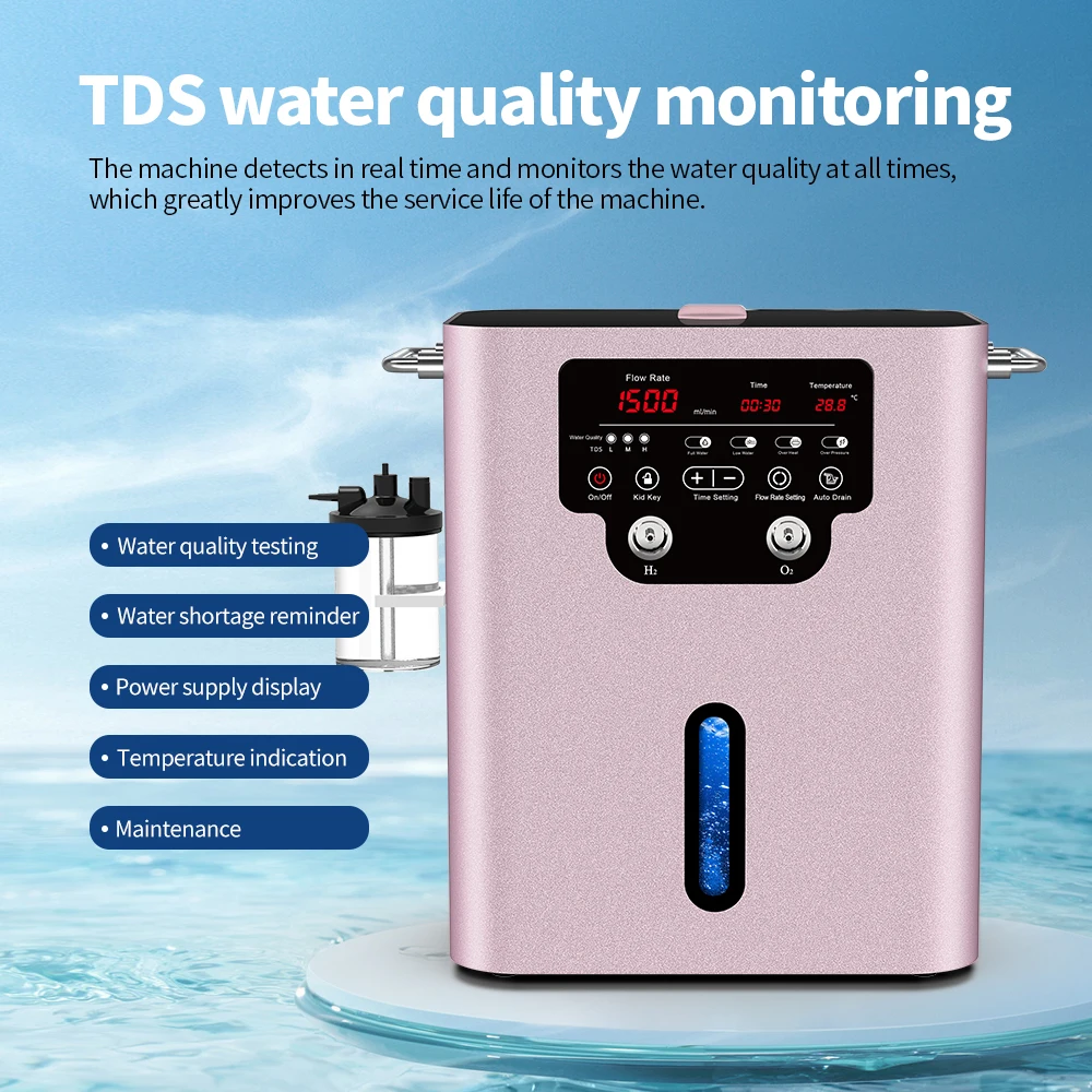 Suyzeko Professional 1500ML/Min Hydrogen Oxygen Generator Electrolyzer SPE PEM Technology H2 Breath Machine