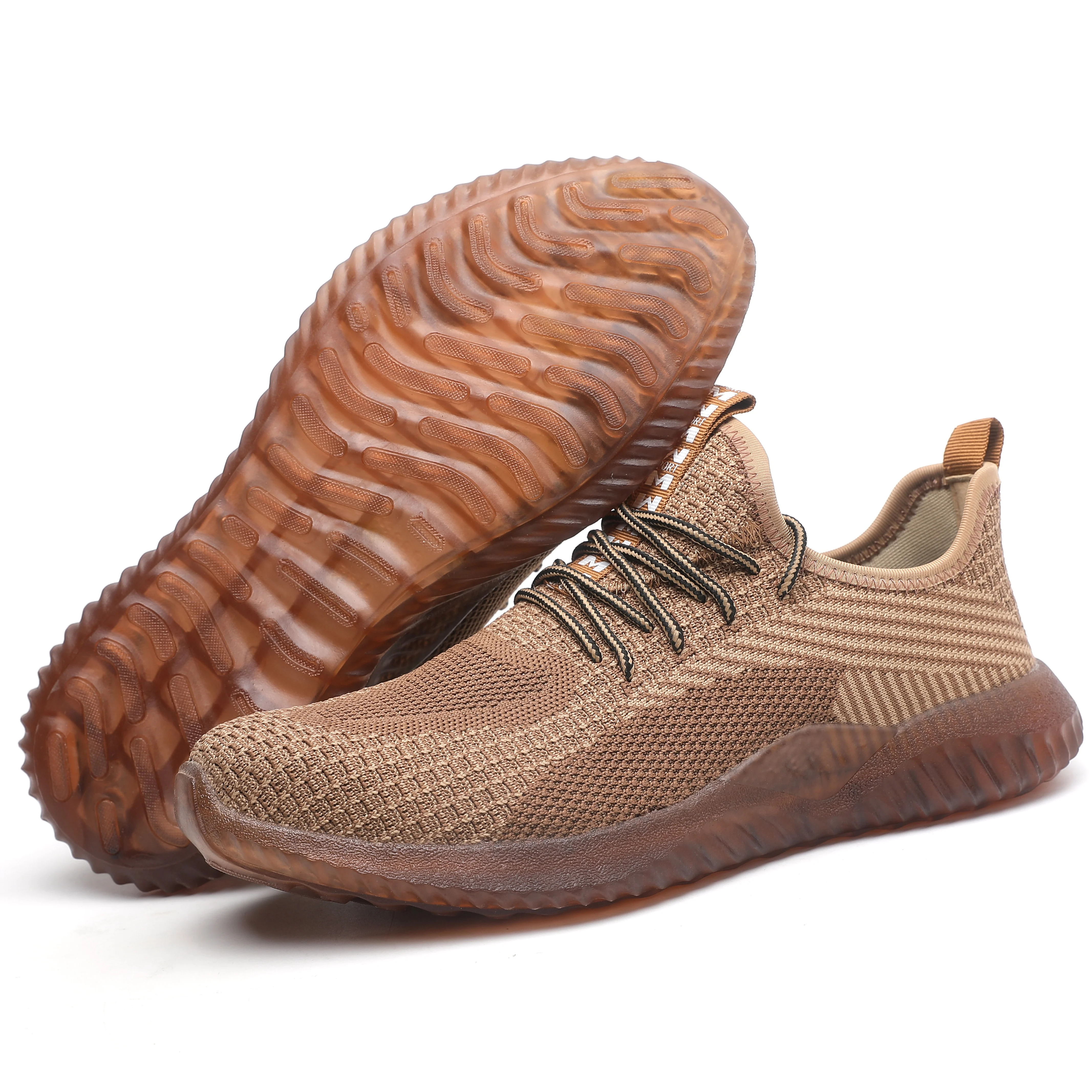 Fabric Upper Walking Style Safety Shoes Camel Steel Toe