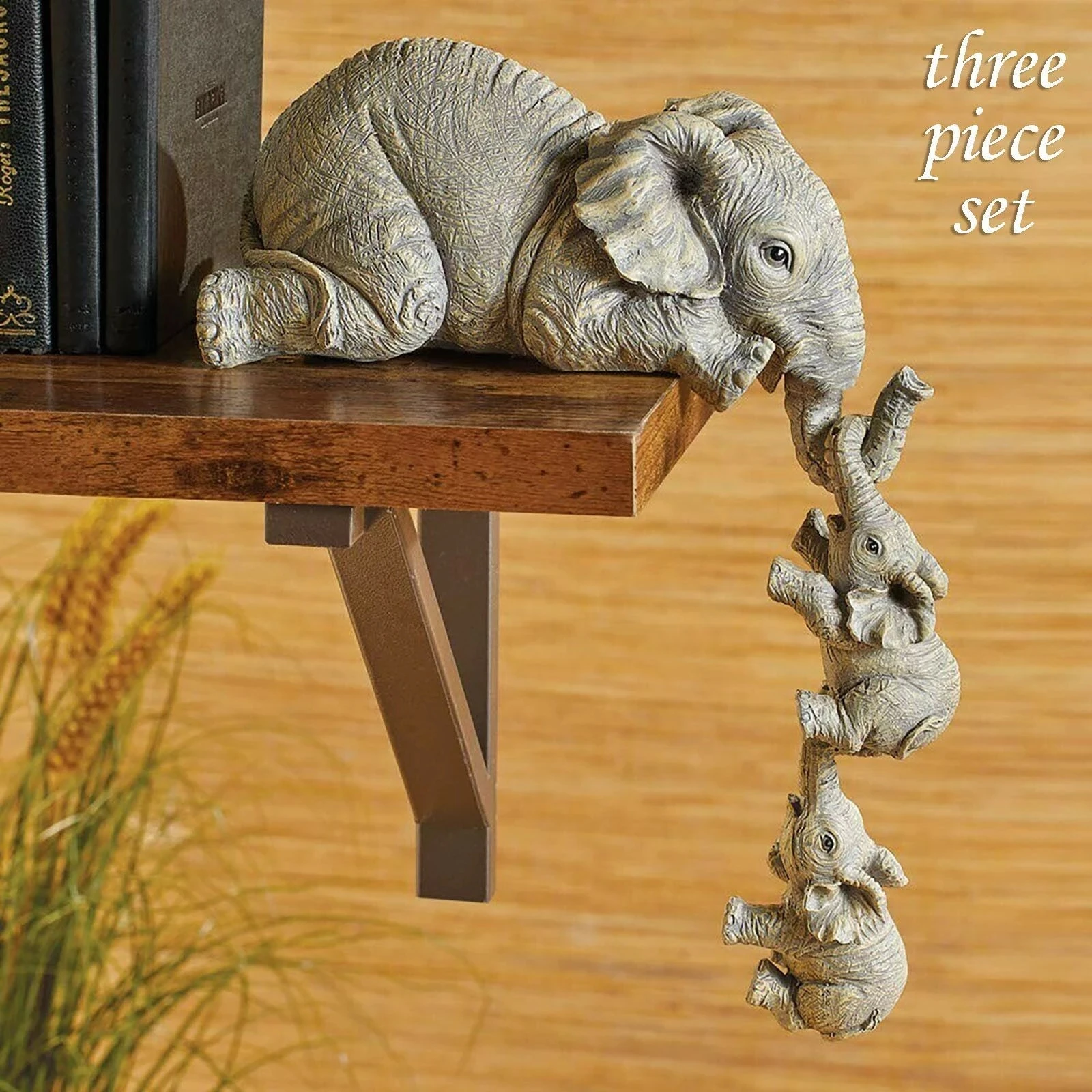 
Wholesale Antique Resin Elephant Figurines Home Decor&Gifts Elephant Sitter Hand-Painted Resin Figurines 3pcs 