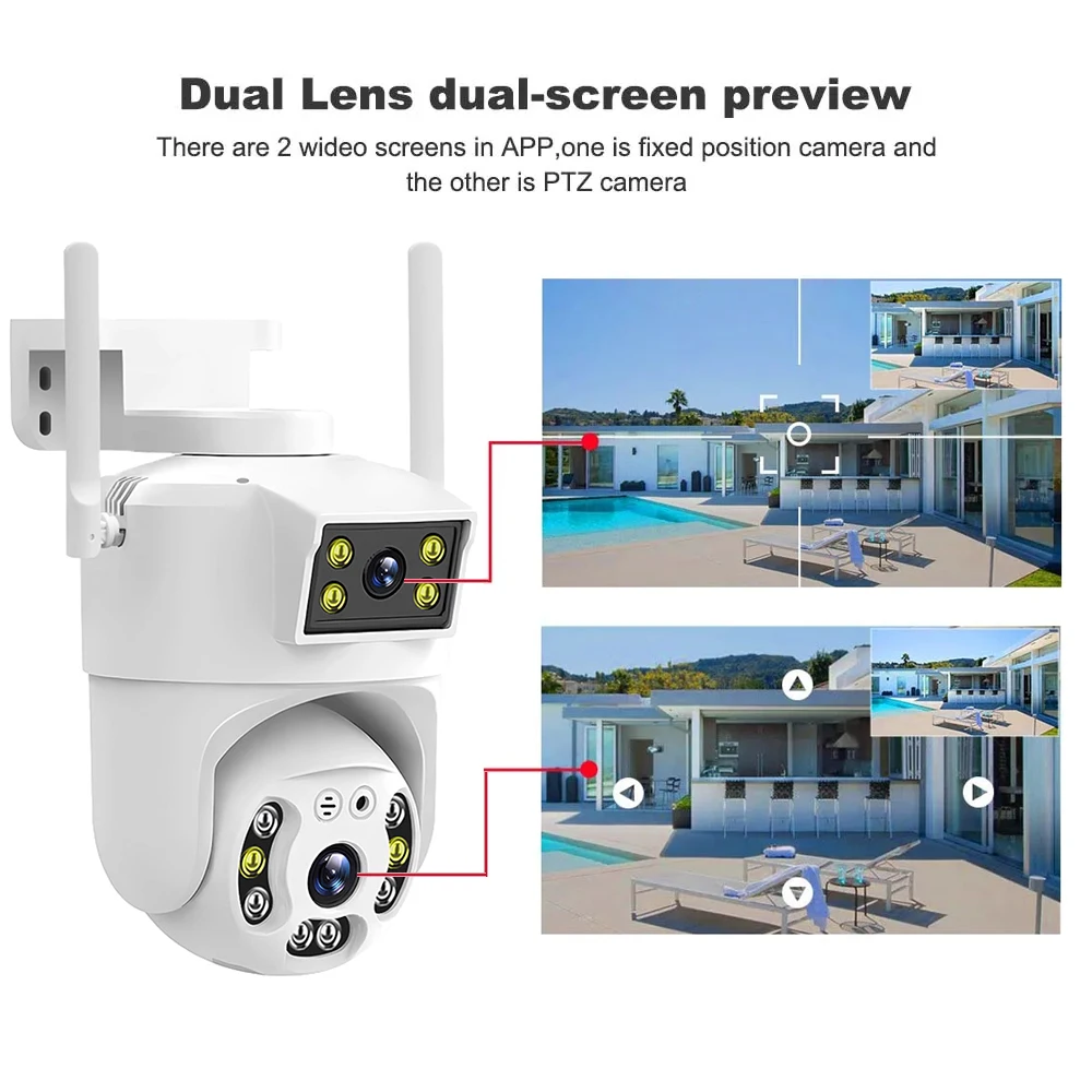 V380Pro 4MP 4G WiFi IP Outdoor PTZ Dual Lens Dual Screen Motion Detection Auto Tracking Home Security Protection CCTV Camera