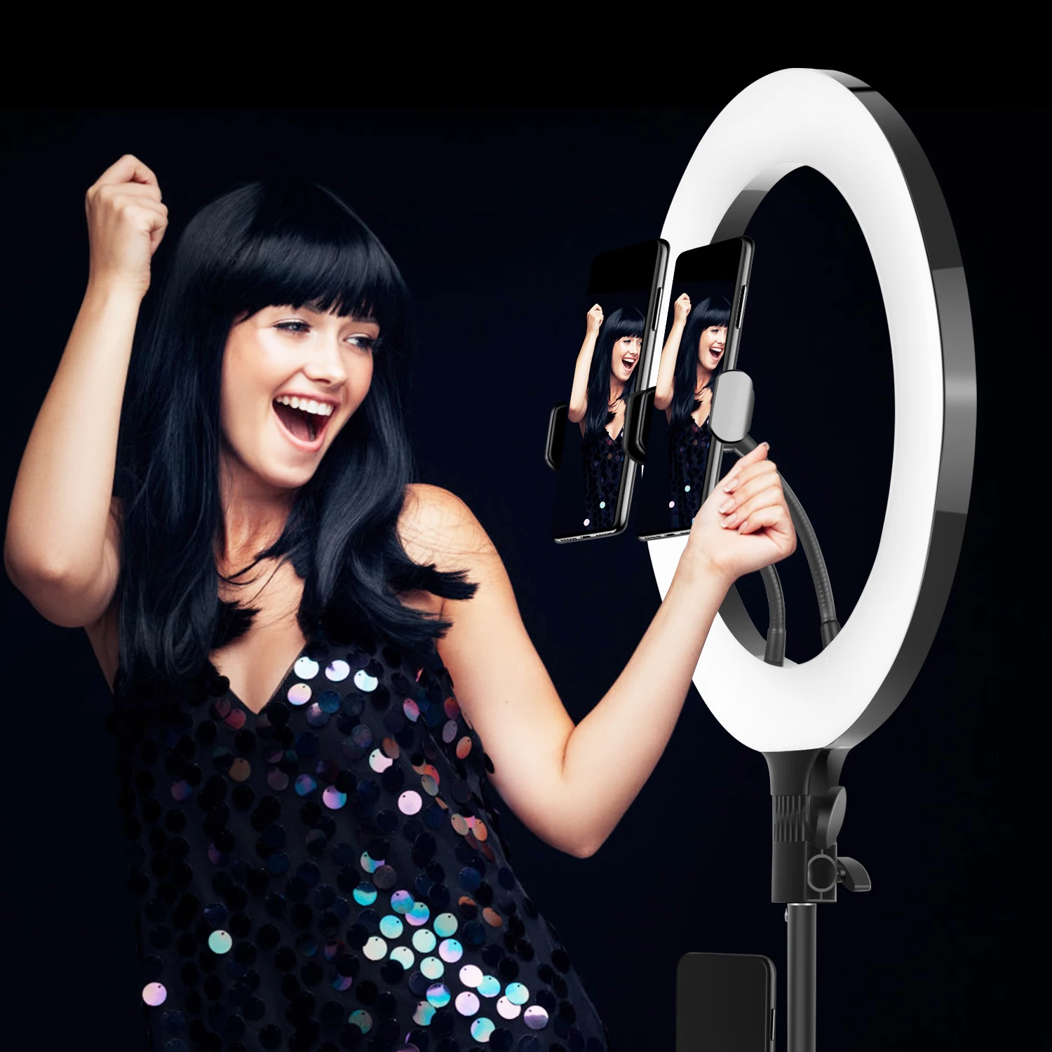 Hot sale shegnel private label led circle selfie ring light white black 18 inch ring light kit