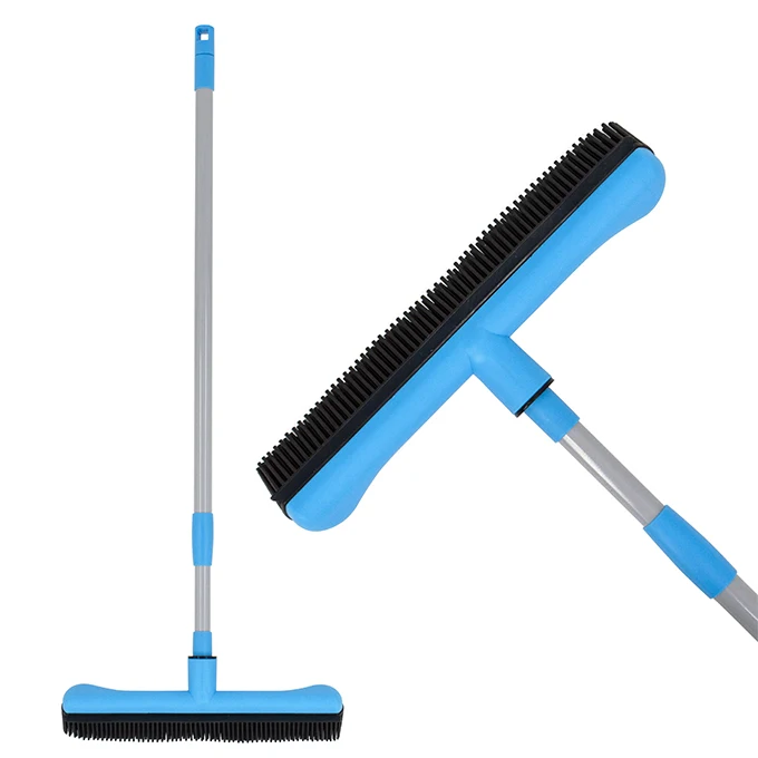 Long extension rubber soft bristle fur remover brush push broom on sale