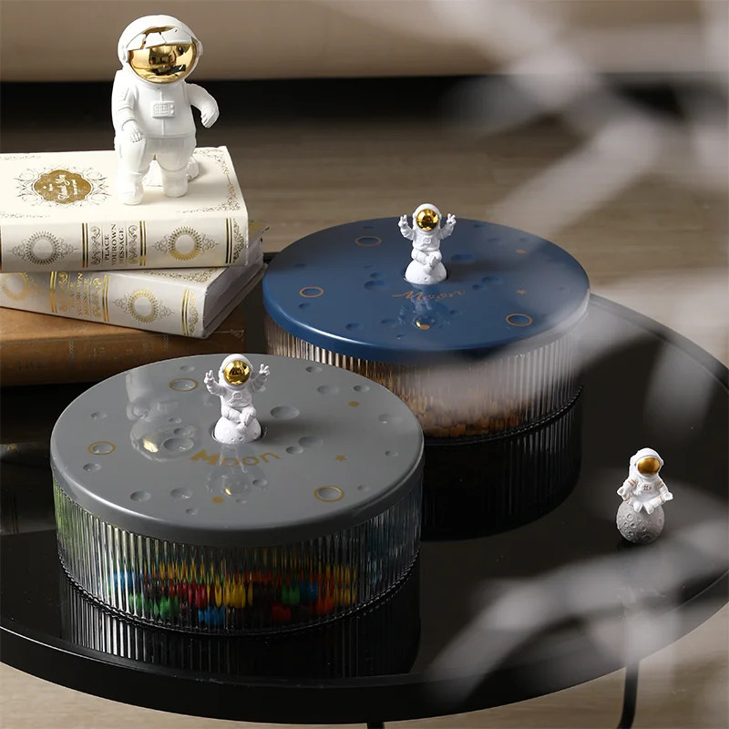 Space astronauts dried fruit compartment candy snack plate rotating creative separation with lid seal living room fruit plate