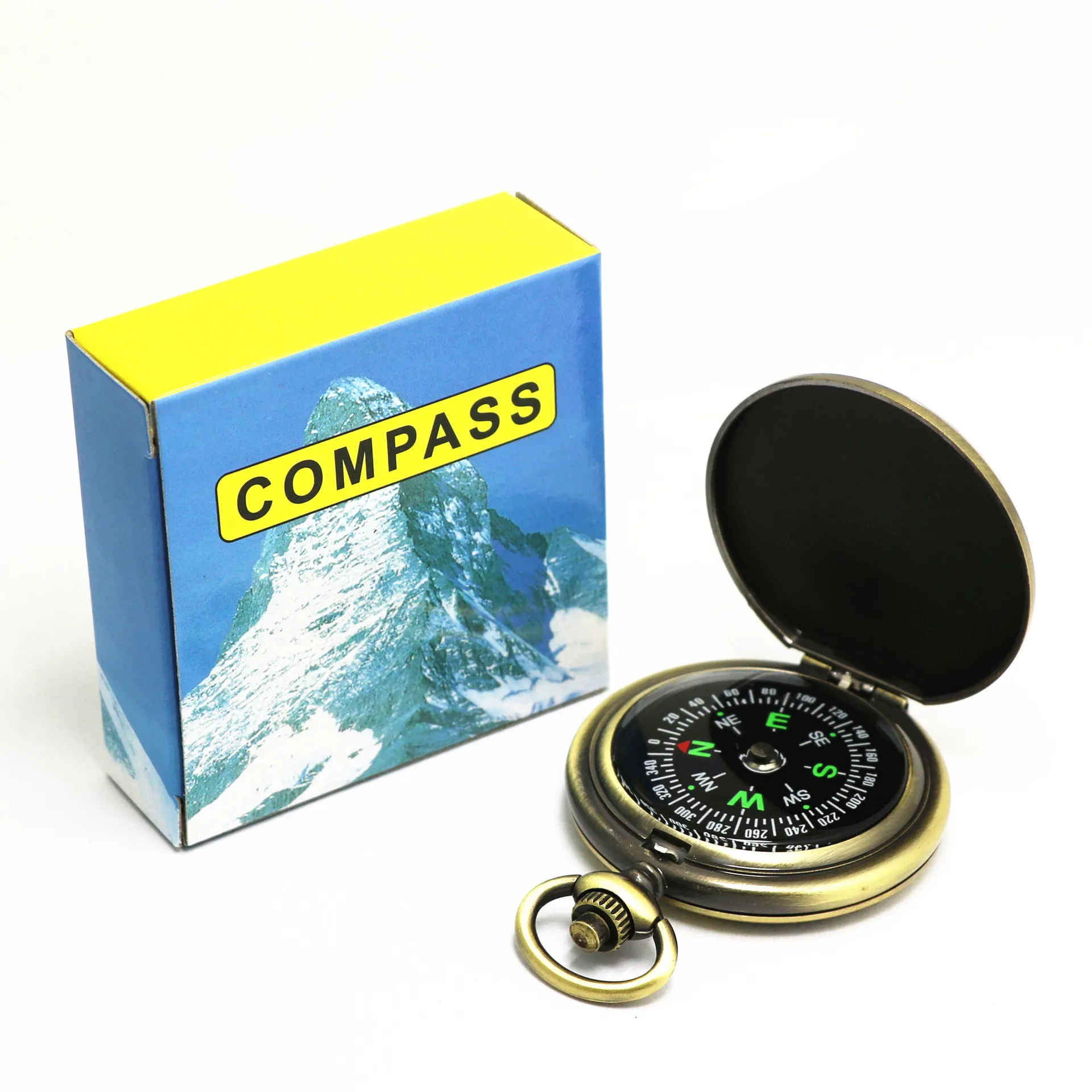 Jetshark Vintage Pocket Watch Metal Clamshell Gift Outdoor Camping Mountain Compass