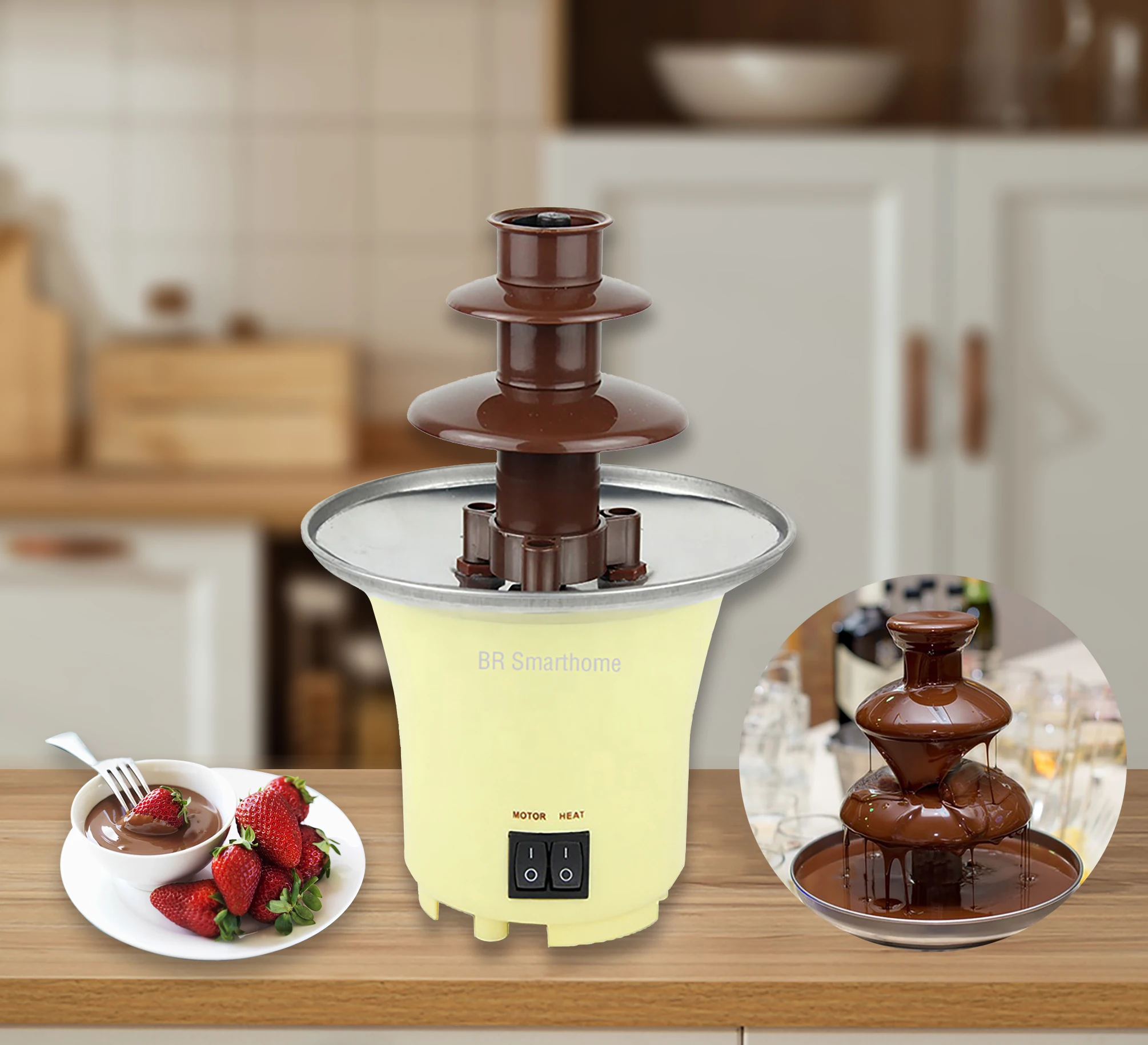 Home Party Mini Chocolate Fountain Machine 3 Tiers Chocolate Fondue Pot Melting Chocolate Fountain