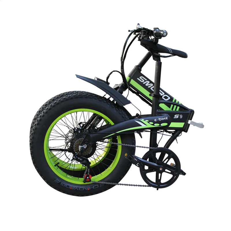 Portable Electric Folding Bike SMLRO S9 20*4.0 Fat Tire Bicycle 500W 1000W Motor 10AH electric adult fat tire bike