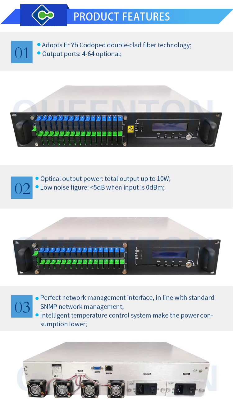 Factory Price Optfocus Triple Play Factory Low Price GPON OLT Network PON WDM 1550 CATV 4 8 16 32 Output Port Mini EDFA