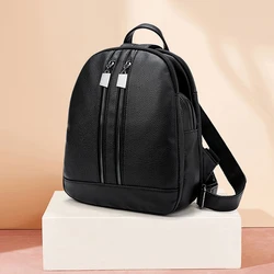 Casual Sports Large Capacity Anti-theft Multipurpose Leisure Waterproof Lychee Pattern Backpack Fashion Black Student Backpack
