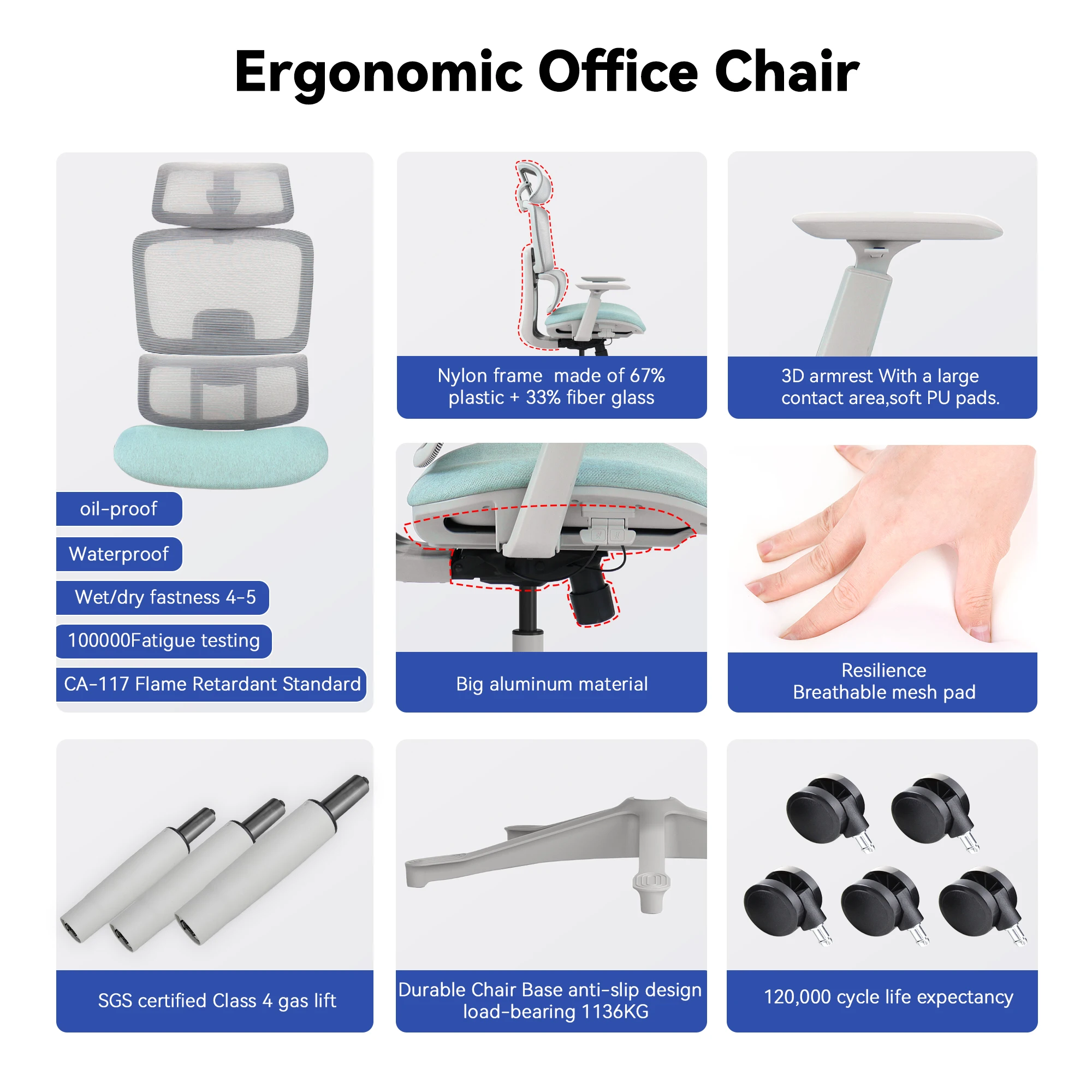 Vaseat T8-GH Luxury Home Office Chair Modern High-Back Swivel Chair Ergonomic Mesh Seat Executive Office Chair Chinese