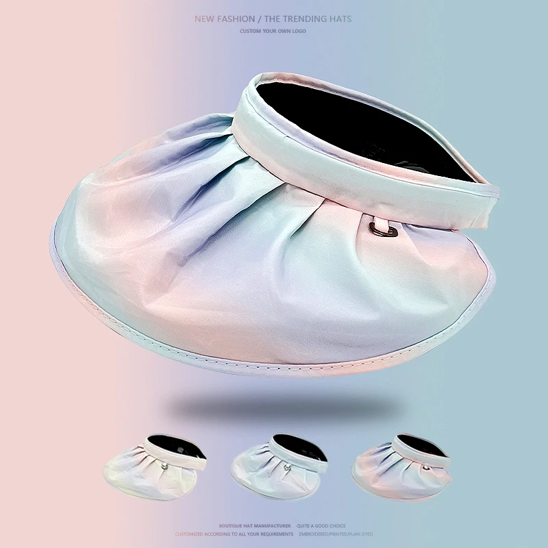 Custom Logo Fashion Wide Brim Multicolor Summer Sun Hat Ladies Wholesale Outdoor Travel Visor Hats for Women UV Protection Cap