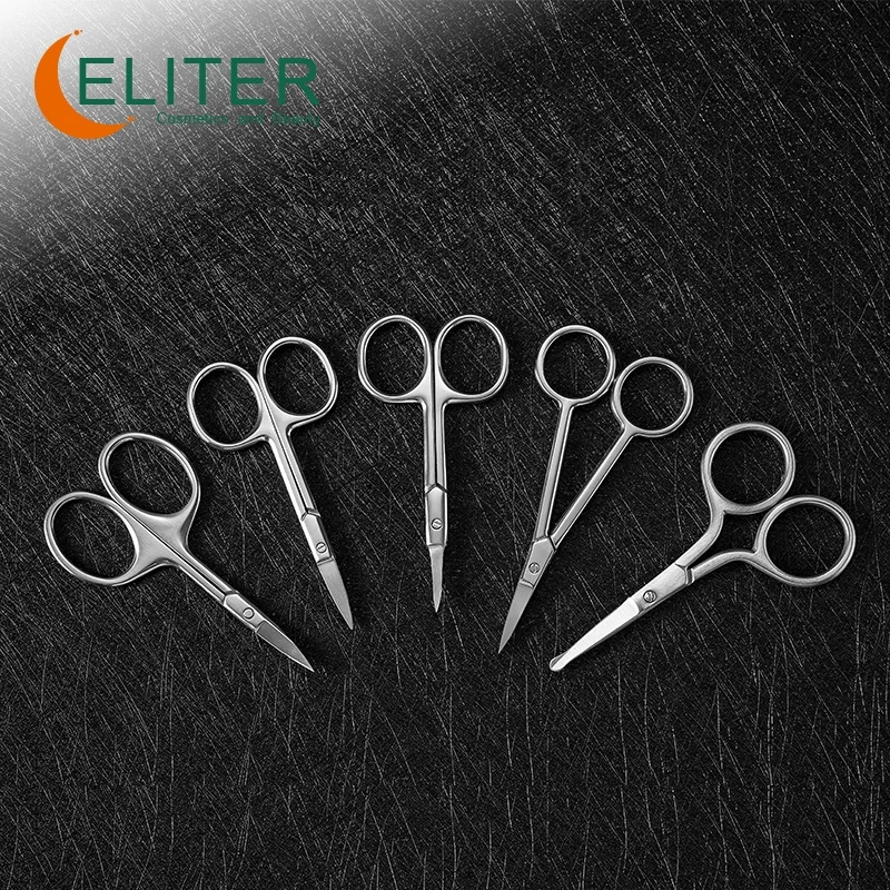 Eliter In Stock Stainless Steel Scissors For Manicure Scissor Curved Blade Super Slim Manicure Manicure Pedicure Scissor