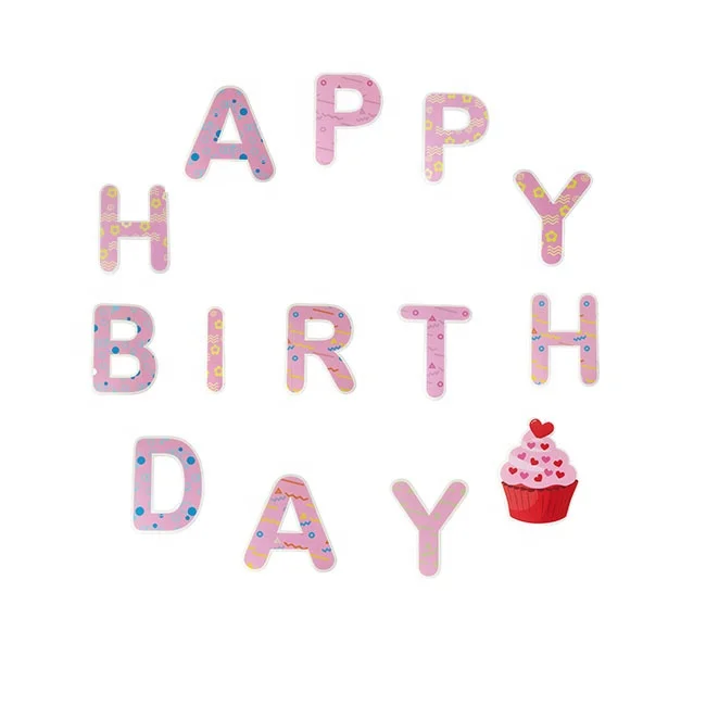 
11 inches tall pink happy birthday yard letters and a cake with piled decorative floor inserts PP corrugated sign 