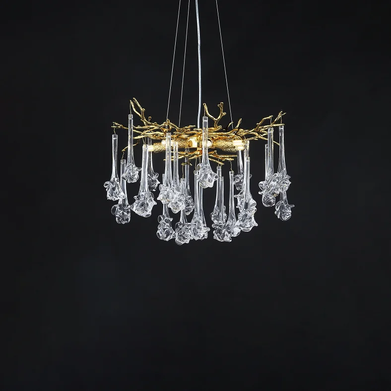 Crystal Drops Tree Branch Living Room Restaurant Luxury Hotel Villa Crystal Chandelier
