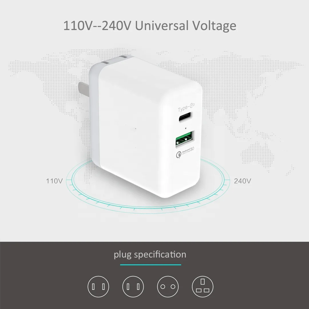 Высокое качество оптовая продажа USB быстрое зарядное устройство 18 Вт 20 EU/UK/US PD + QC 36 вилка дорожная стена 3 0 для мобильного телефона