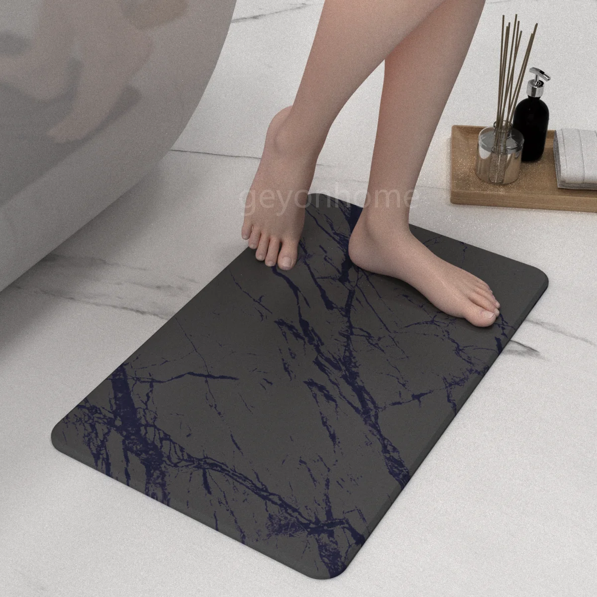 Luxury Marble Stone Bath Mat Non-Slip Surface Instantly Removes Water Diatomaceous Earth Bath Mat