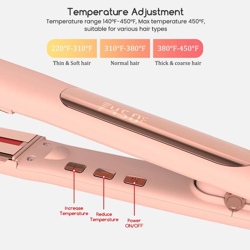 Professional Salon Style 2 in 1 Infrared Flat Iron Pro Nano Titanium Custom Portable Hair Straightener Hair Styling Tools