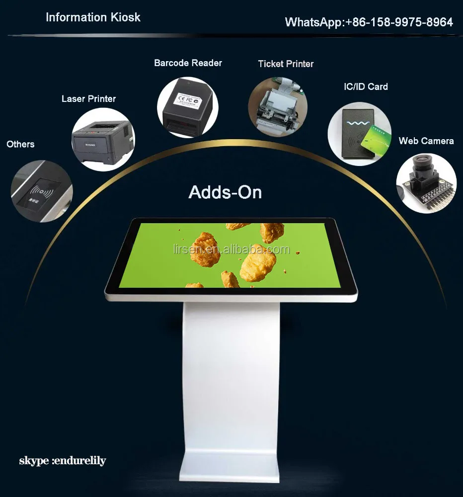 55 inch Full HD floor standingHot selling digital signage video interactive touch screen stand computer lcd kiosk