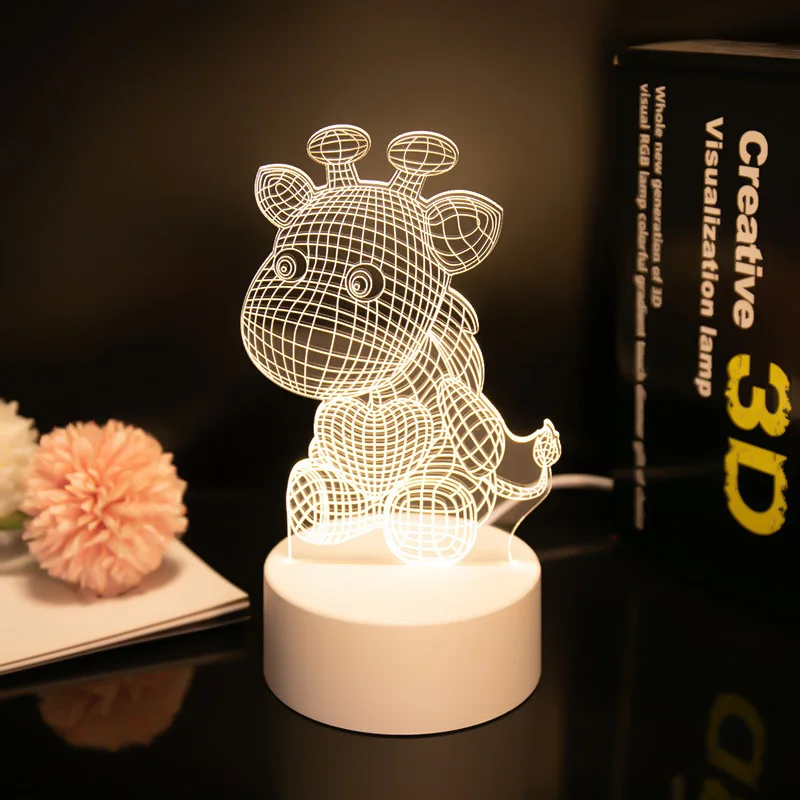 Creative LED Night Lamp Illusion Acrylic Desk Lamp Custom Design 3D 40 Bedroom Light Modern 80 Led Lights Glow in The Dark Notes