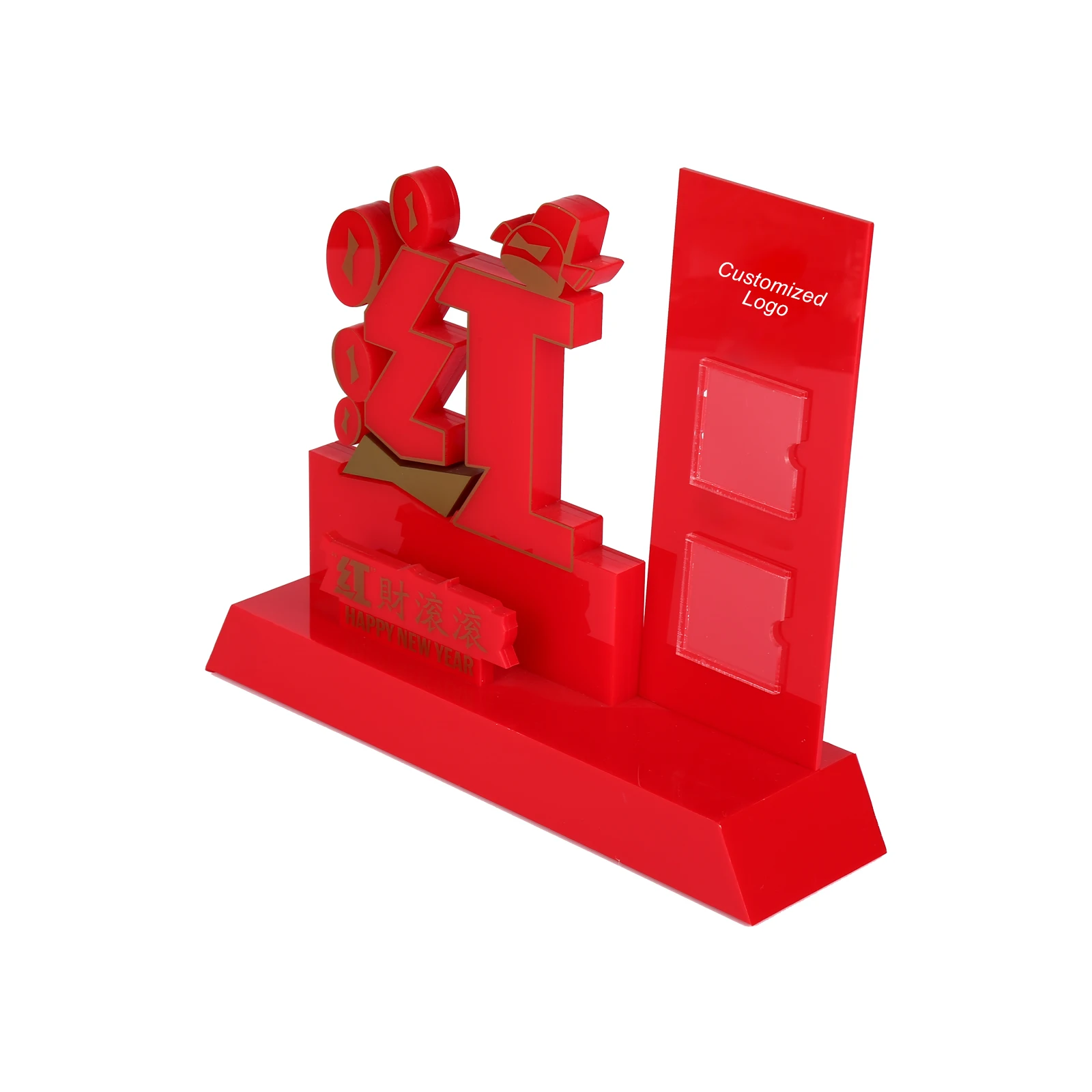 High-End Red Acrylic Business Card Holder Festive Desktop Organization Display Stand Factory Wholesale