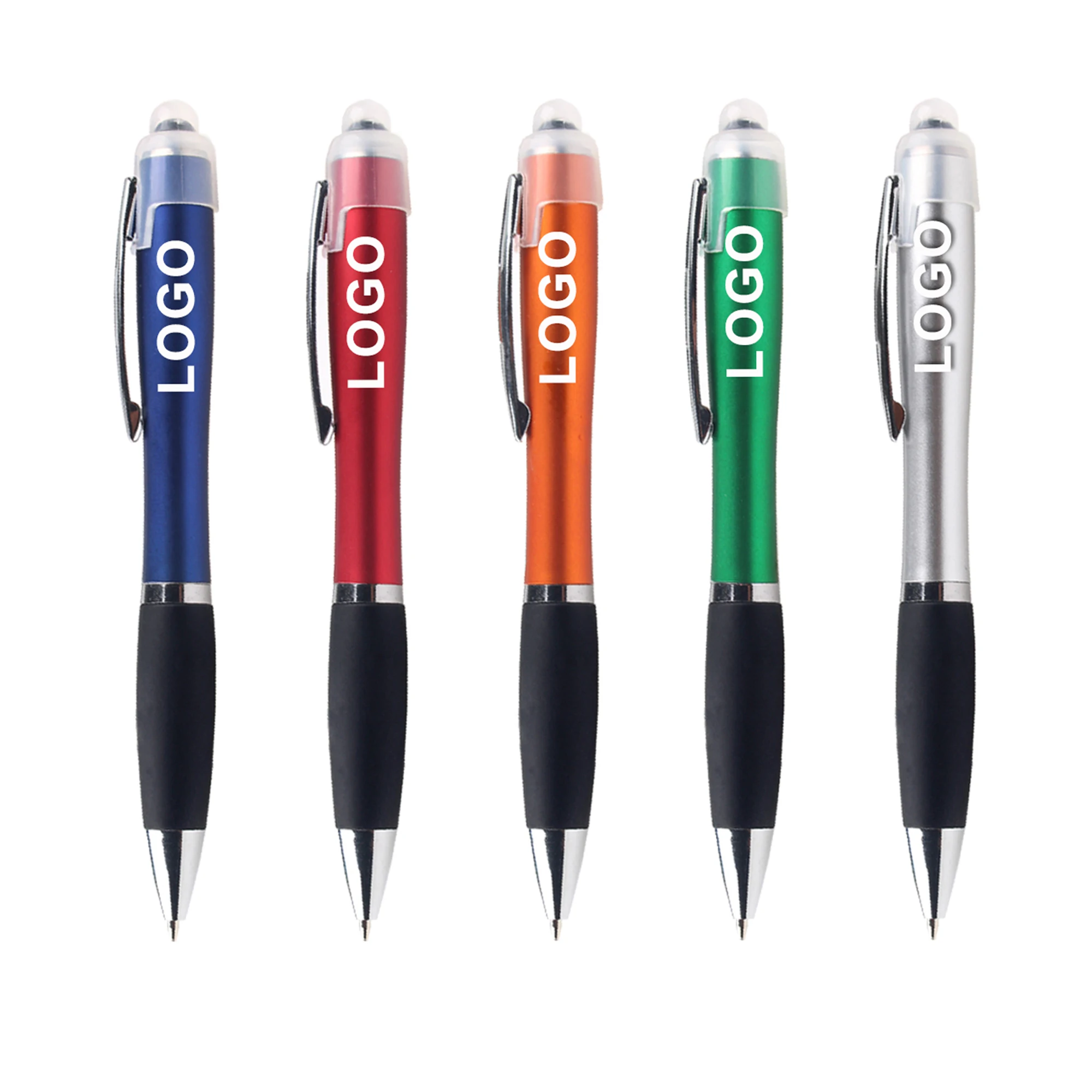 Cheapest LED Light Plastic Customized Logo Ballpoint Pen With Printed For Touch Stylus Screen Phone