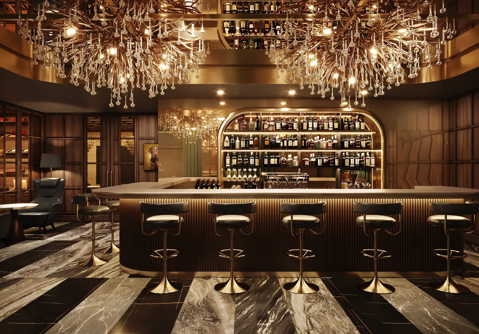 Modern Luxury Smoking Club Bar Interior Design ShiSha Lounge Hookah Bar Furnitures For Sale