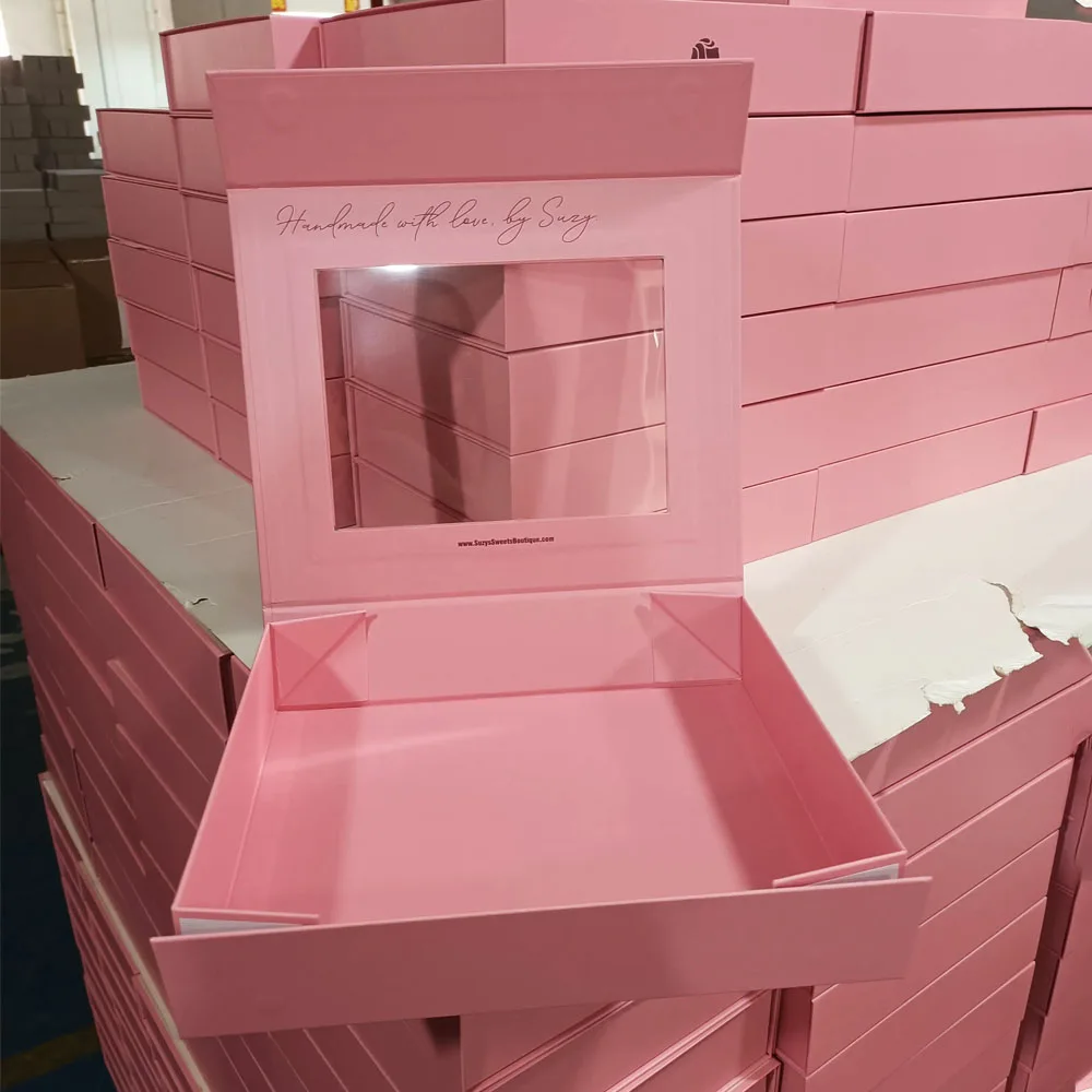 Custom Foldable Magnetic Closure Lid Presents Gift Packaging Paper Box With Clear Window