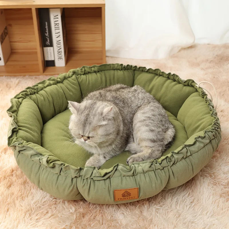 High Quality Soft Plush Round Thickened Pet Non-slip Warm Sofa Dog Pet Bed for Sleeping