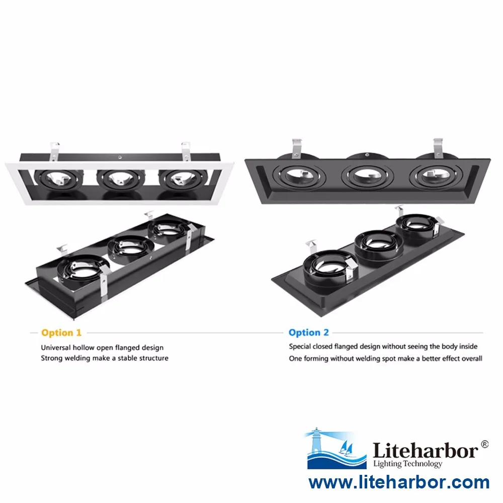 LED Grille Lamp Factory Directly 3-Lamp GU10 Blub New Construction Multiple Recessed Down Light