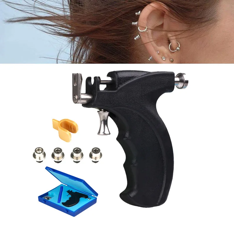 Good Quality Ear Piercing Hole Gun Pistol Ear Piercing Tool Instrument Reusable Kit