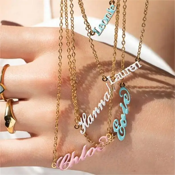 New Design Personalised Enamel Carrie Name Necklace 18k Gold Plated Necklace Jewelry For Women